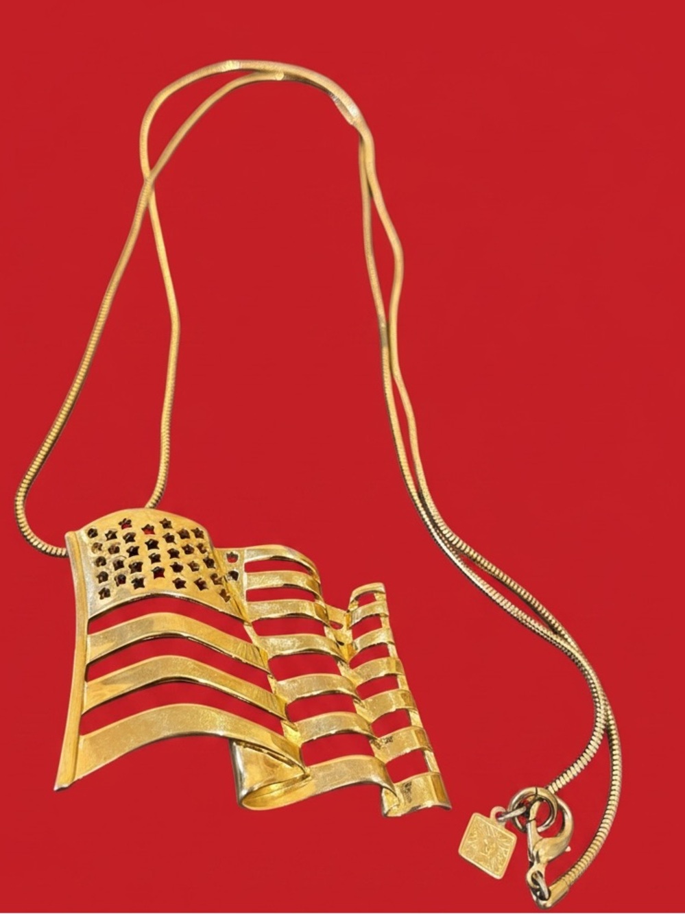 Anne Klein Vintage  American Flag Necklace Pendant - ‘Merica!